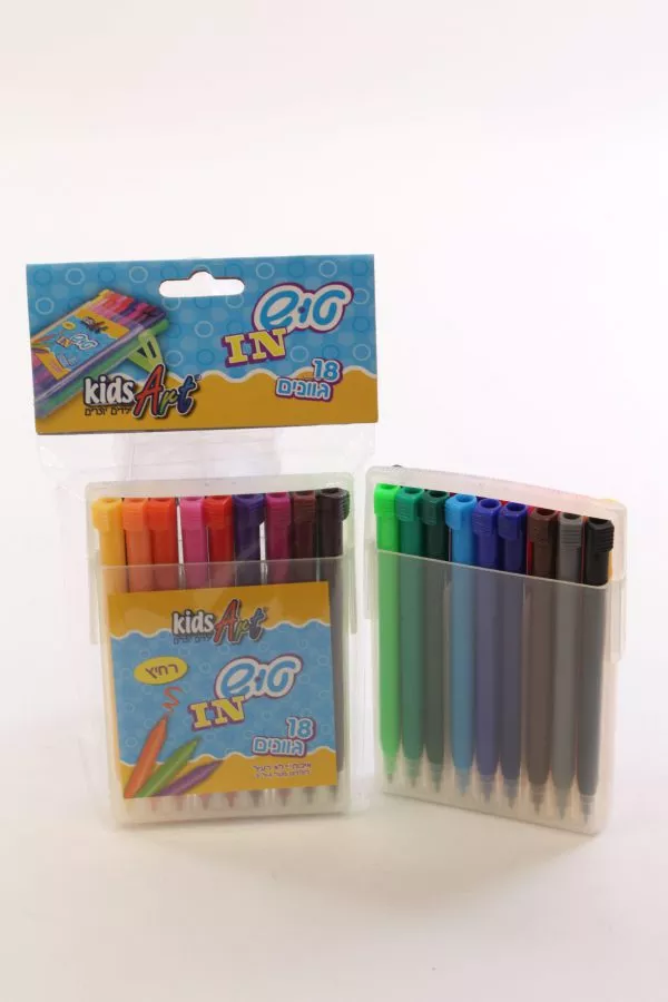 מארז 18 טוש רחיץ בקופסאת מכסה