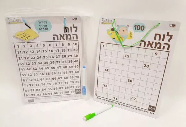 לוח המאה מחיק דו צדדי עם טוש
