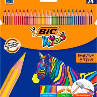 24 עפרונות צבעוניים EV.STRIPES – BIC