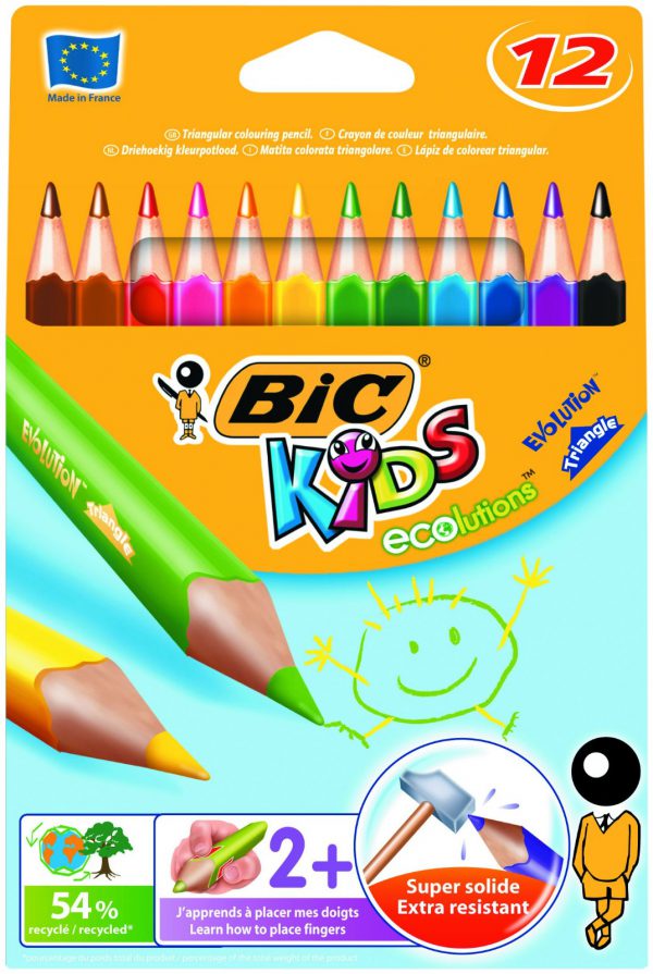 סט 12 צבעי עפרון ג'מבו ארגונומי  - BIC