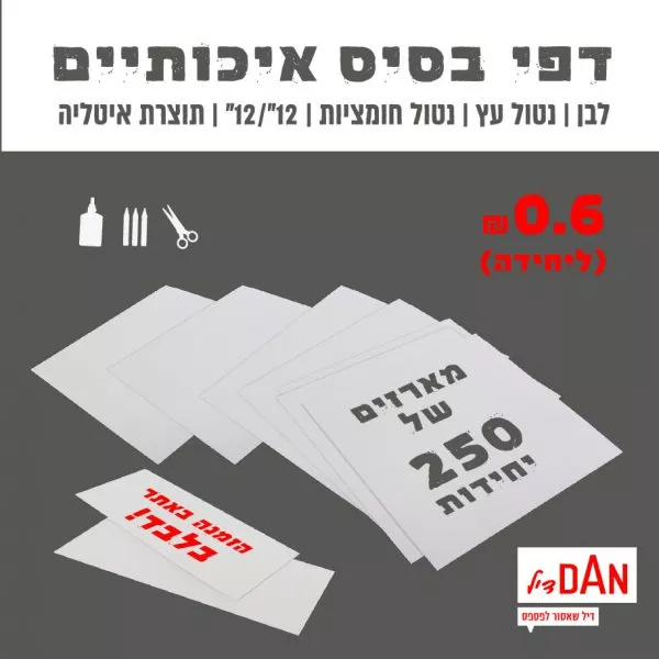 250 יחידות דפי בסיס איכותי לבן