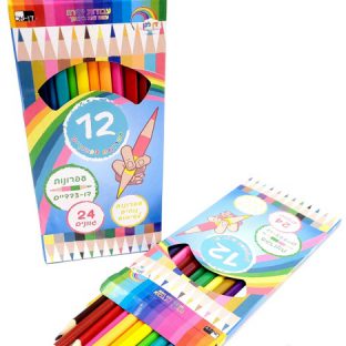 12 עפרונות צבעוניים דו צדדיים
