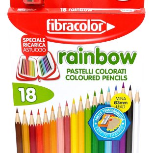 18 עפרונות צבעוניים איכותיים עם מחדד Fibracolor